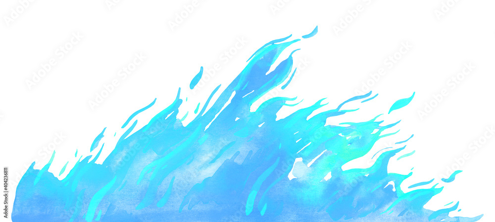 Watercolor gas fire on the bottom of the page. Template with hand drawn flames. Isolated sketch illustration on white background Watercolor gas fire on the bottom of the page. Template with hand drawn flames. Isolated sketch illustration on white background