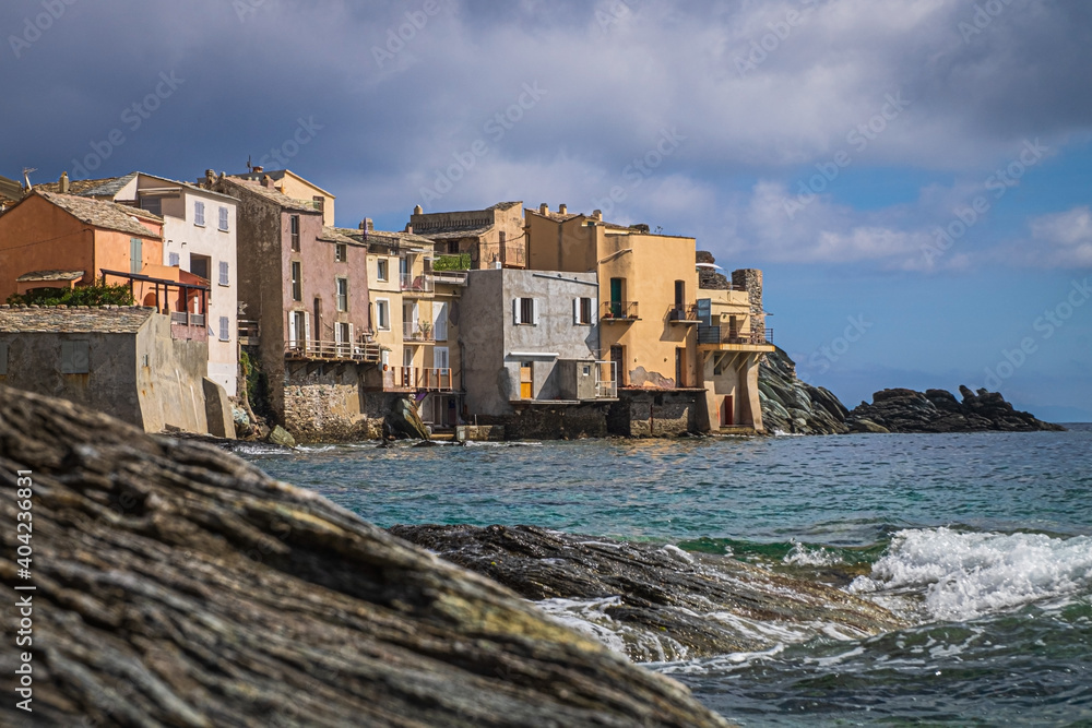 Picturesque houses in small village of Erbalunga, Corse, France Picturesque houses in small village of Erbalunga, Corse, France