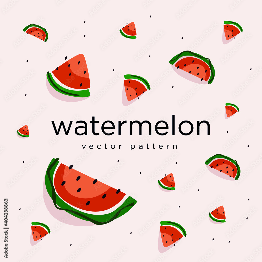Watermelons pattern. Vector background watermelon slices. Watermelons pattern. Vector background watermelon slices.