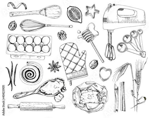 Hand drawn bakery design elements