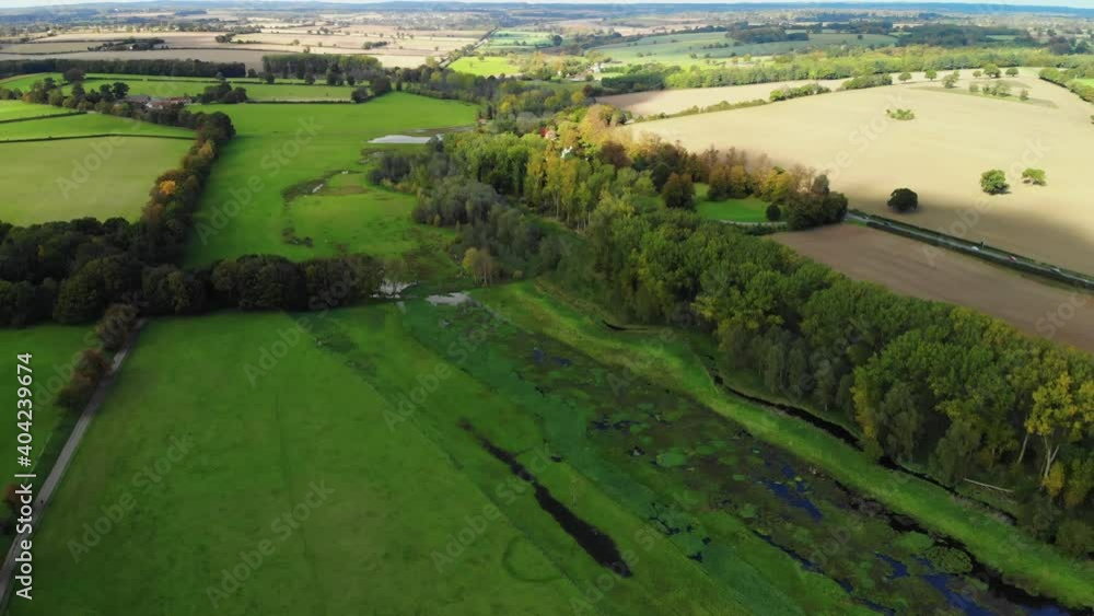 drone shot of a beautiful English countryside
