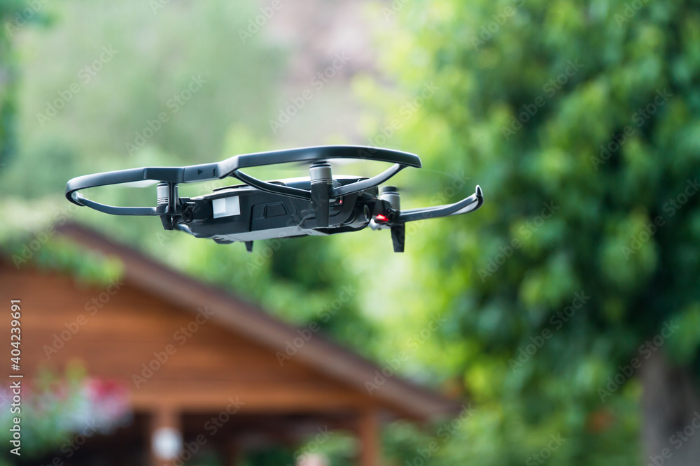 Drone flying over green nature Drone flying over green nature