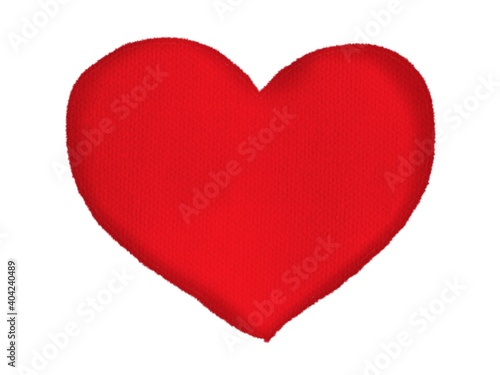 Red heart on white background. Illustration created on a tablet, used as a background in Valentine concept.