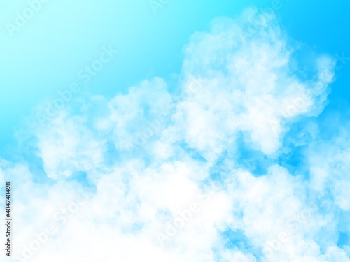 Heart-shaped white clouds floating in the sky. Illustration created on a tablet, used as a background in Valentine concept.