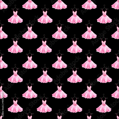 Ballet dress.Watercolor hand painted seamless pattern of ballet dresses.