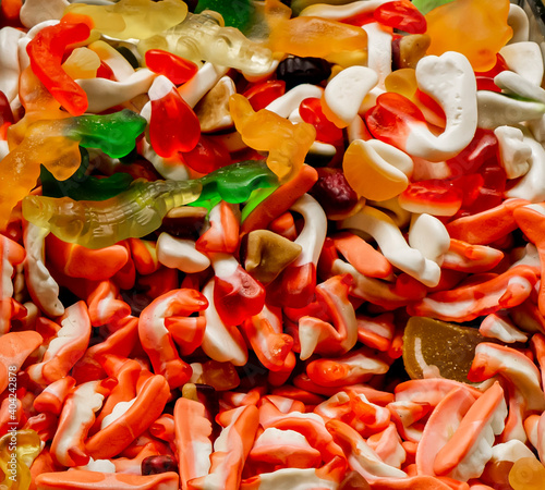Colorful candies onn a mark...