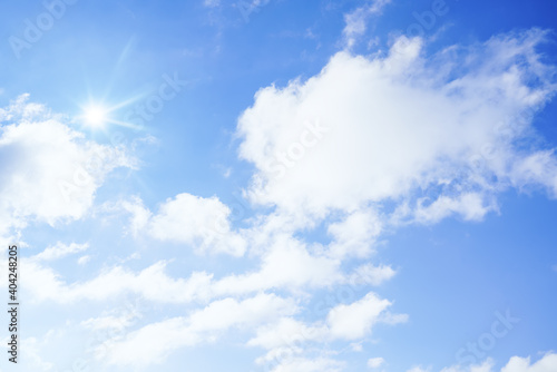 blue sky white clouds sunshine background