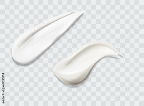 Cream texture stroke isolated on transparent background.