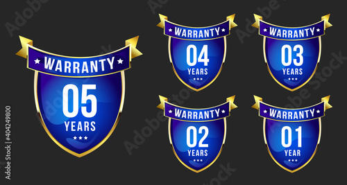 Luxury golden warranty and Guarantee quality badge and labels set design 