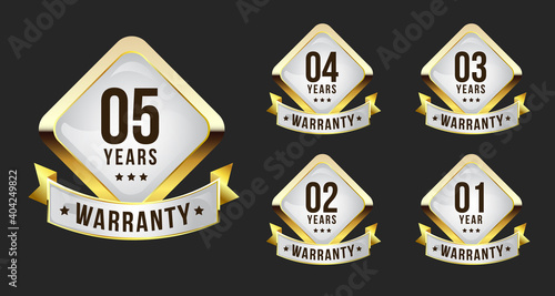 Luxury golden warranty and Guarantee quality badge and labels set design 