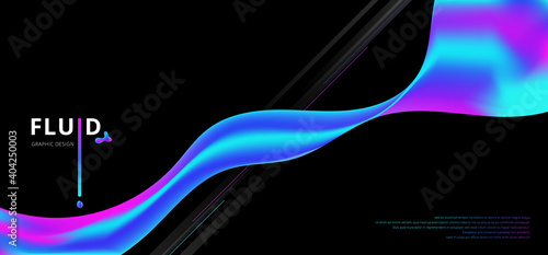 Abstract fluid gradient shape flowing on black background