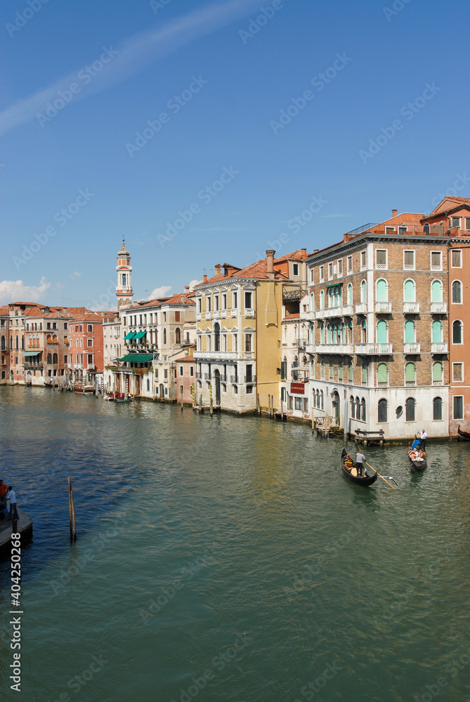 Panoramic View from Rialto Bridge of Grand Canal in Venice