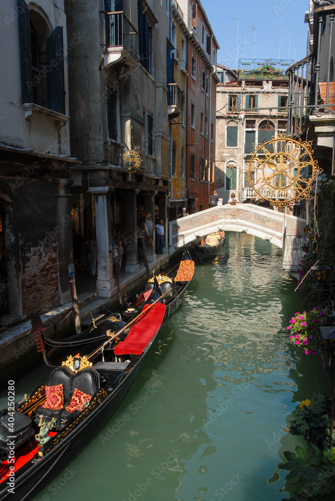 Views walking through the small canals of Venice Italy