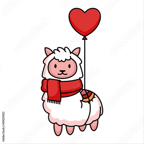 Cute Llama love theme Valentine's Day