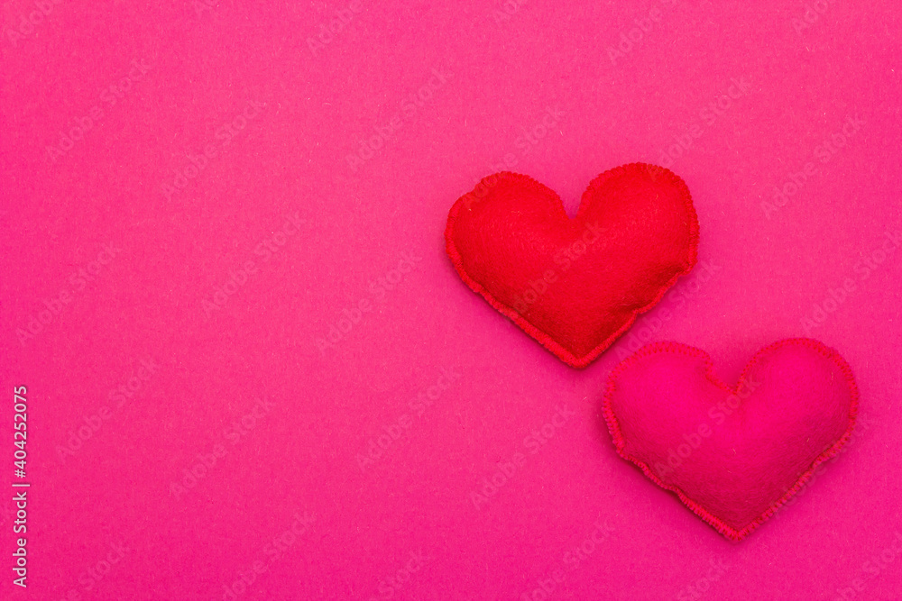 Valentine's day or Wedding romantic concept with pink and red hearts