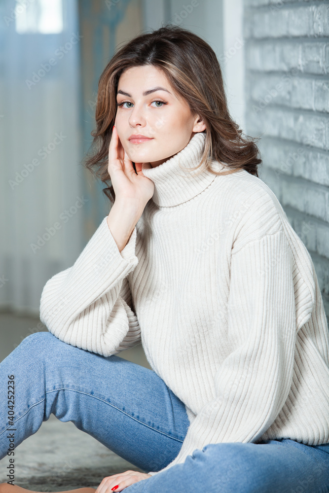 Potrait of beautiful european white woman with clear and perfect skin. Russian gorgeous photo model. Potrait of beautiful european white woman with clear and perfect skin. Russian gorgeous photo model.