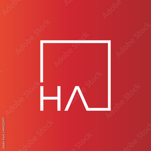 Creative initial letter HA square logo design concept vector photo