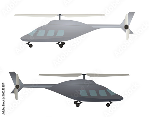 Grey isolated helicopter. vector illustration