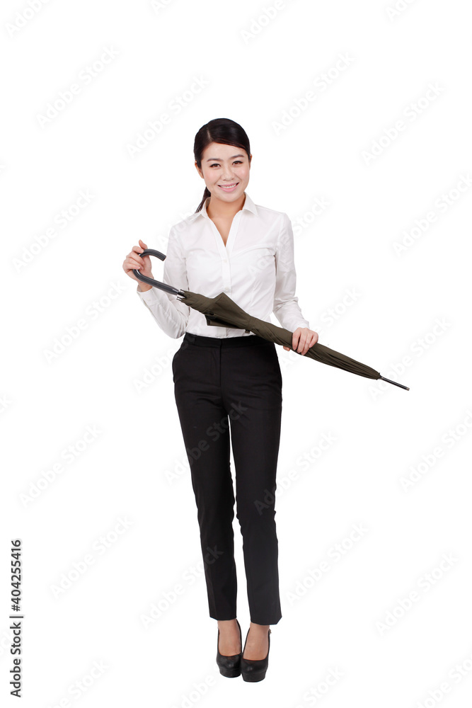 A young Business woman holding an umbrella A young Business woman holding an umbrella