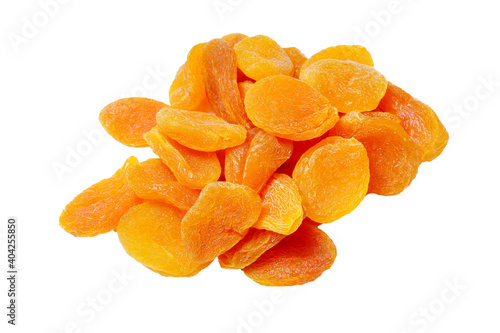 dry apricots isolated on the white background, top view. Dried apricot