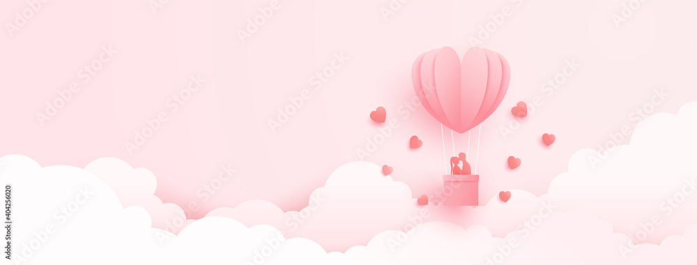 3D origami heart hot air flying with cloud sky background. Love concept design for happy mother's day, valentine's day, birthday day. vector paper art illustration. 3D origami heart hot air flying with cloud sky background. Love concept design for happy mother's day, valentine's day, birthday day. vector paper art illustration.