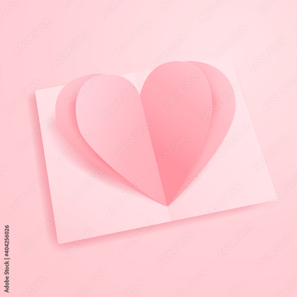 3D origami pink heart paper art with greeting card background. Love concept for valentine's day. Banner template. vector art illustration. 3D origami pink heart paper art with greeting card background. Love concept for valentine's day. Banner template. vector art illustration.