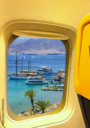 Dreams about tourist resort beaches on the Red Sea. Concept of restrictions f...