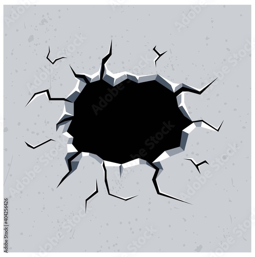 crack hole in the wall vector