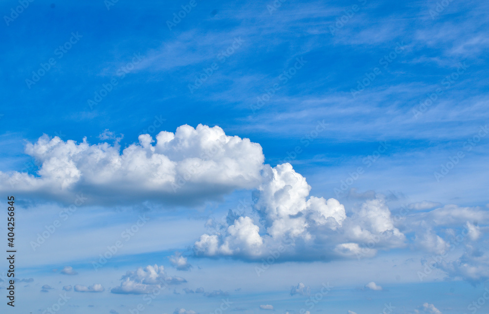 Images of clear sky with clouds in the sky can be used as backgrounds or images for different media.