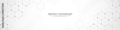 Abstract background with geometric shapes and hexagon pattern