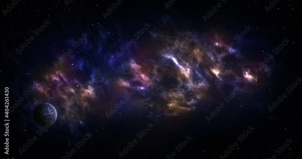 Space background with planet and stars