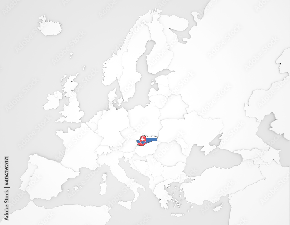 3D Europakarte auf die Slowakei hervorgehoben wird 