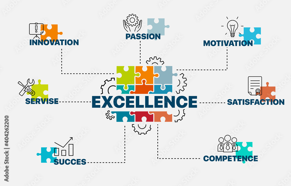 Excellence concept. Infographics. Chart with keywords and icons. Leadership vector illustration. Excellence concept. Infographics. Chart with keywords and icons. Leadership vector illustration.