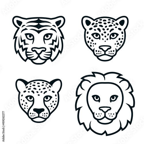 Cartoon wild cats head set