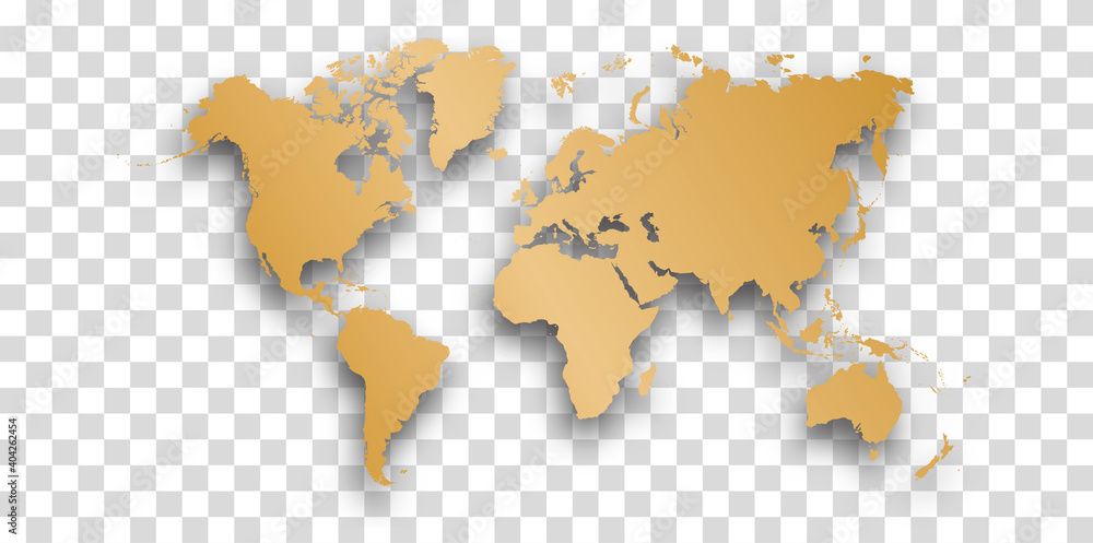 Vecteur Stock Gold World Map With Shadow Vector Illustration Of Earth Vecteur Stock Gold World Map With Shadow Vector Illustration Of Earth