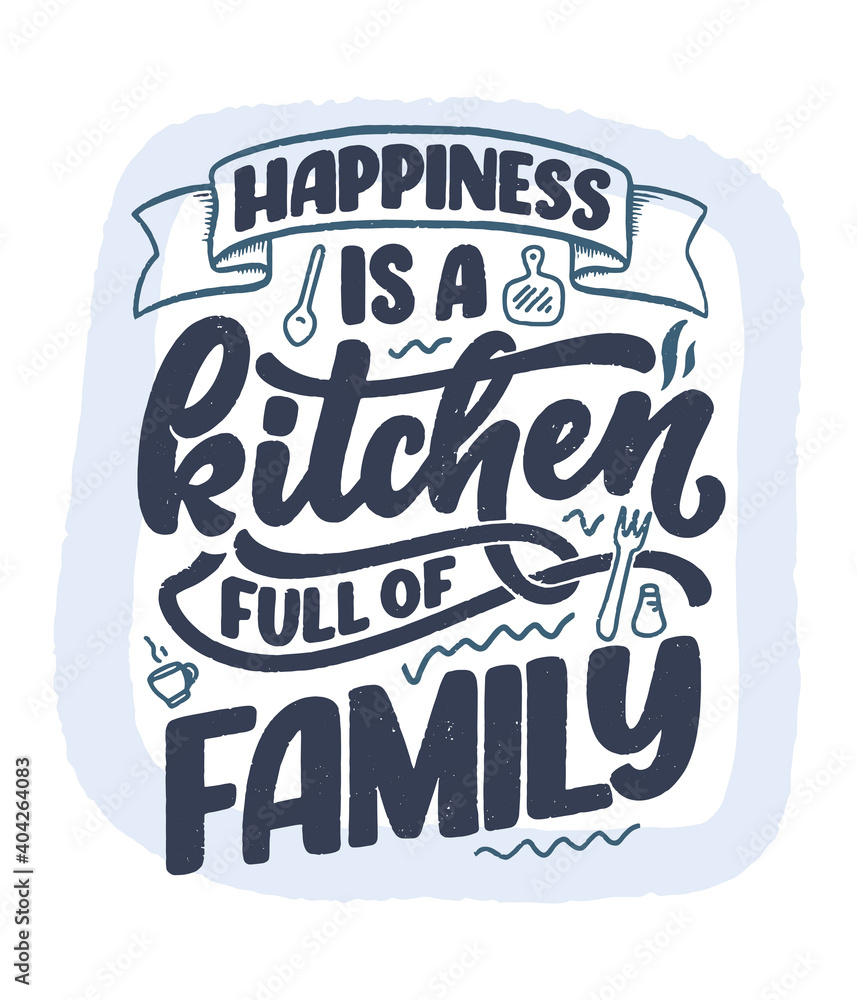 Obraz premium Hand drawn lettering quote in modern calligraphy style about family. Slogan for print and poster design. Vector