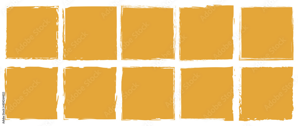 Fototapeta premium set of gold brush painted ink stamp banner on white background