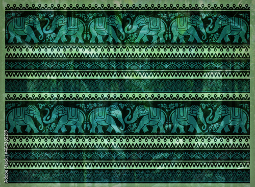 Photography Decorative elephants, flowers and borders