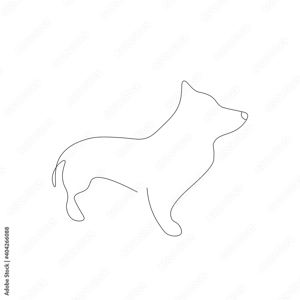 Dog on white background line drawing, vector illustration Dog on white background line drawing, vector illustration