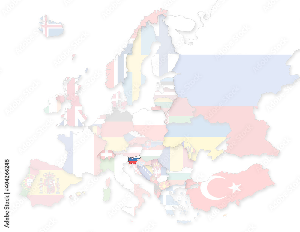 3d-europakarte-auf-der-slowenien-hervorgehoben-wird-und-die-restlichen