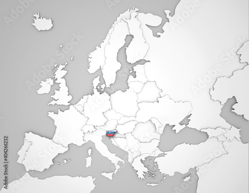 3D Europakarte auf der Slowenien hervorgehoben wird