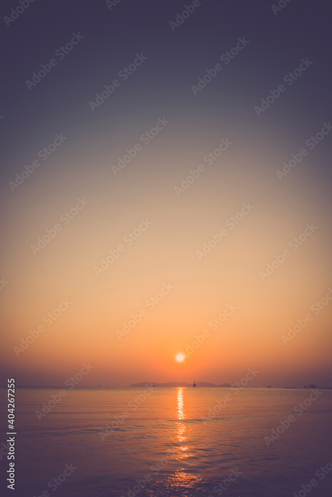 Natural retro sunrise sky over tropical beach in Thailand Natural retro sunrise sky over tropical beach in Thailand