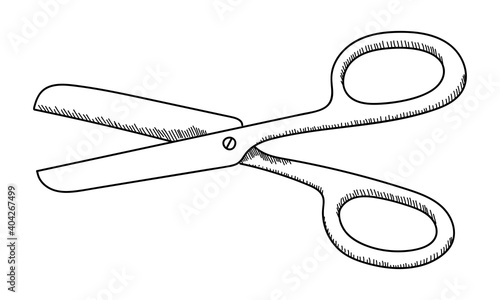 ISOLATED SURGICAL SCISSORS ON A WHITE BACKGROUND