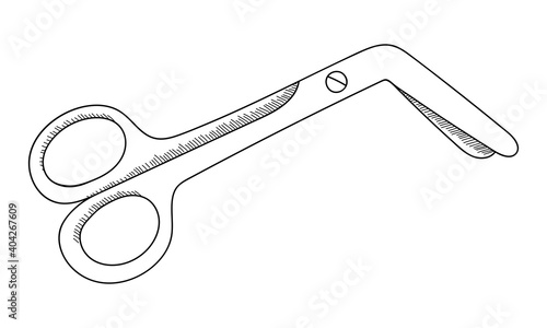ISOLATED SURGICAL SCISSORS ON A WHITE BACKGROUND
