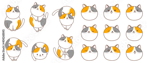 Cute cartoon cat character collection.