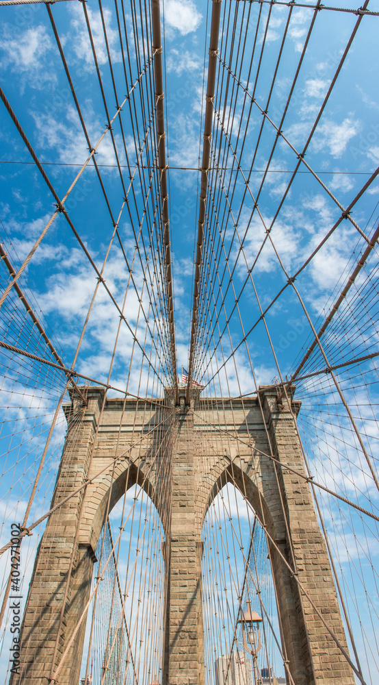 Obraz premium Panoramic View Brooklyn Bridge and Manhattan Skyline New York City USA