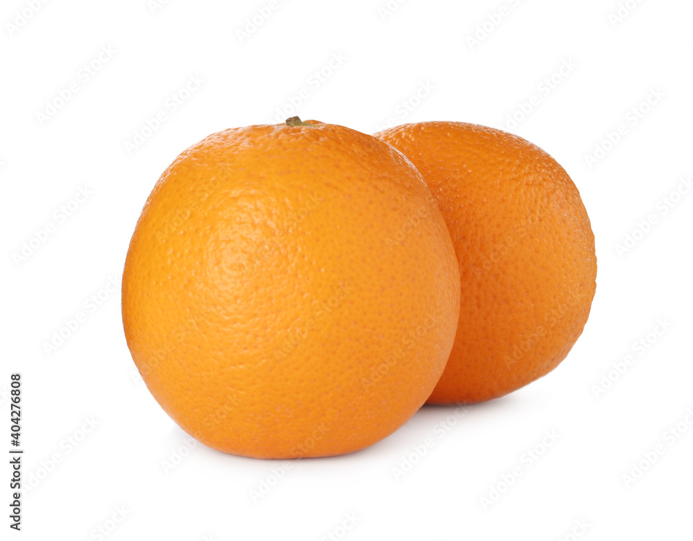 Delicious fresh ripe oranges isolated on white Delicious fresh ripe oranges isolated on white