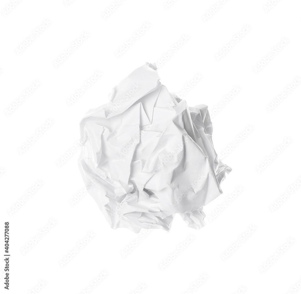 Crumpled sheet of paper isolated on white