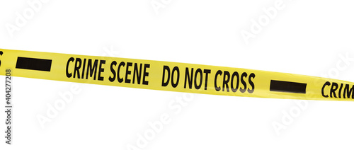 Yellow crime scene tape isolated on white