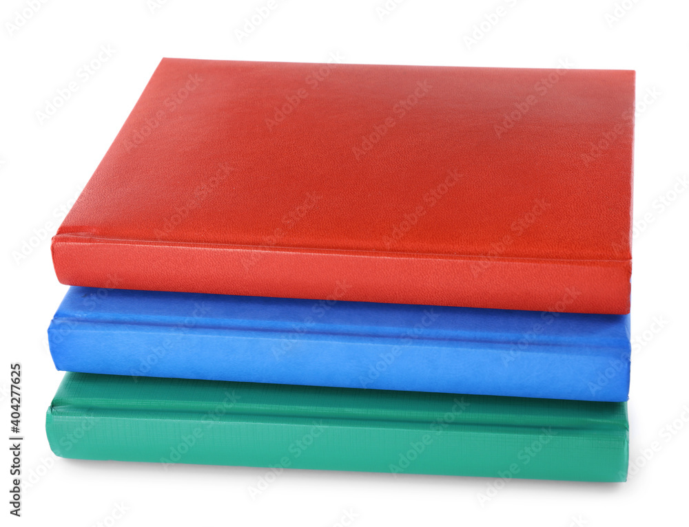 Stack of colorful notebooks isolated on white Stack of colorful notebooks isolated on white